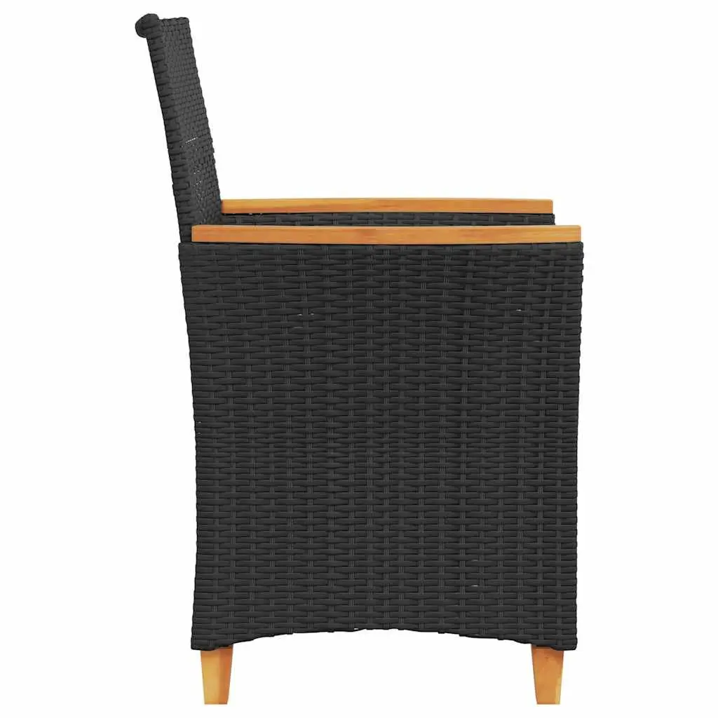Outdoor Garden Chairs with Cushions Set of 2 Black Rattan Style Seating