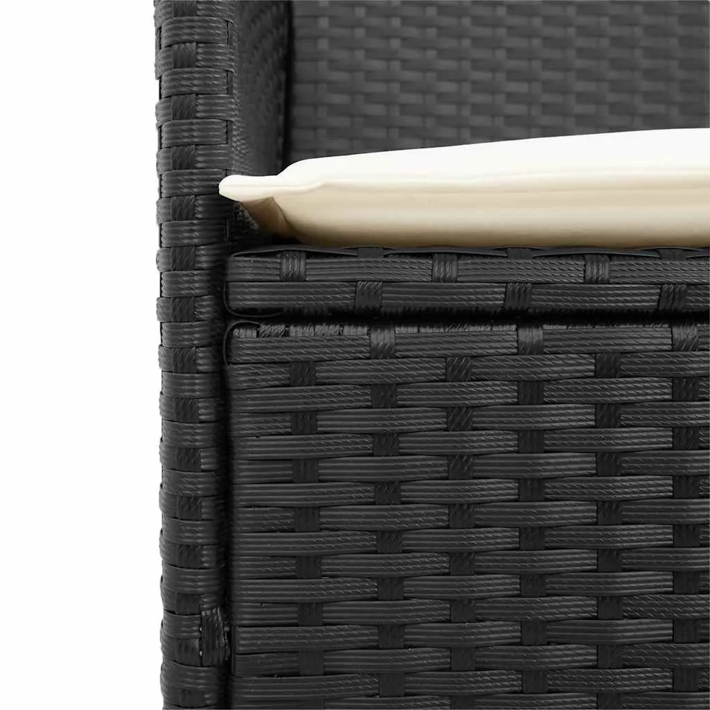 Outdoor Garden Chairs with Cushions Set of 2 Black Rattan Style Seating