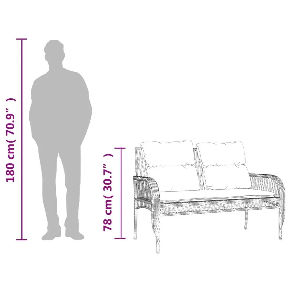 4 Piece Outdoor Garden Sofa Set Black Poly Rattan Lounge with Cushions and Tempered Glass Table Top