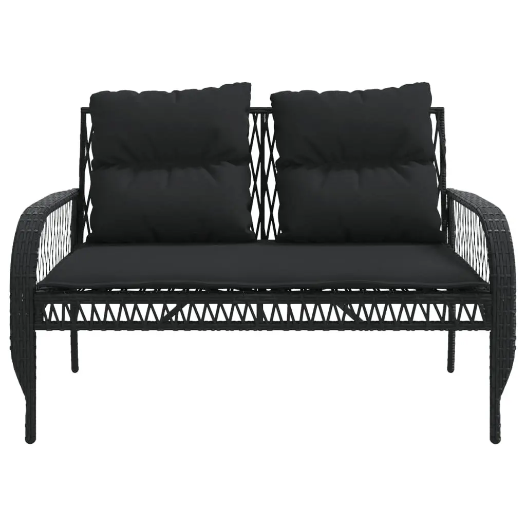 4 Piece Outdoor Garden Sofa Set Black Poly Rattan Lounge with Cushions and Tempered Glass Table Top