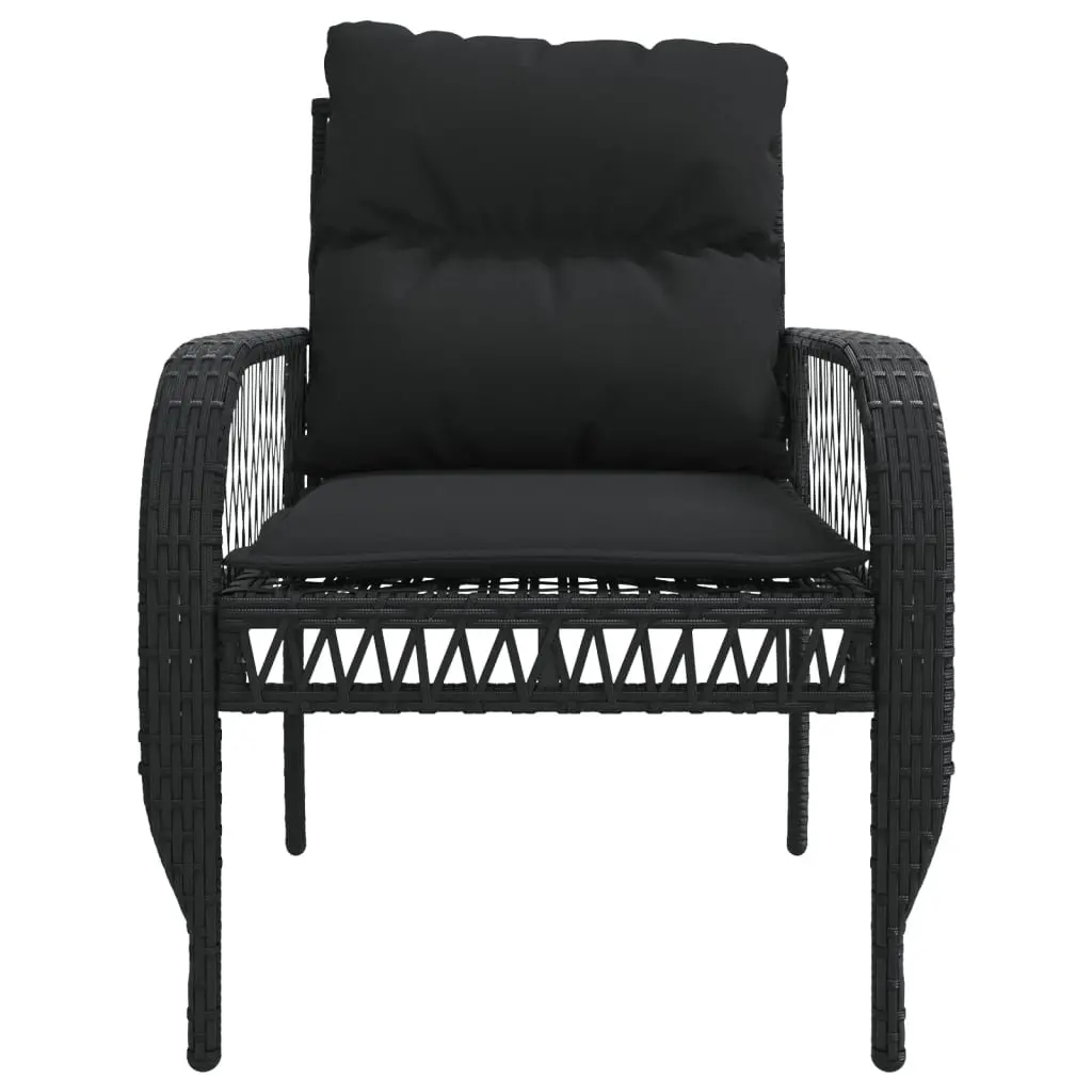 4 Piece Outdoor Garden Sofa Set Black Poly Rattan Lounge with Cushions and Tempered Glass Table Top