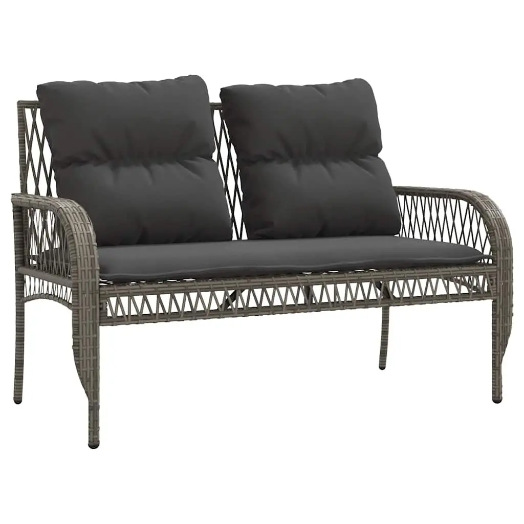 Grey Outdoor Furniture Set 4 Piece Poly Rattan Garden Sofa with Cushions and Tempered Glass Table