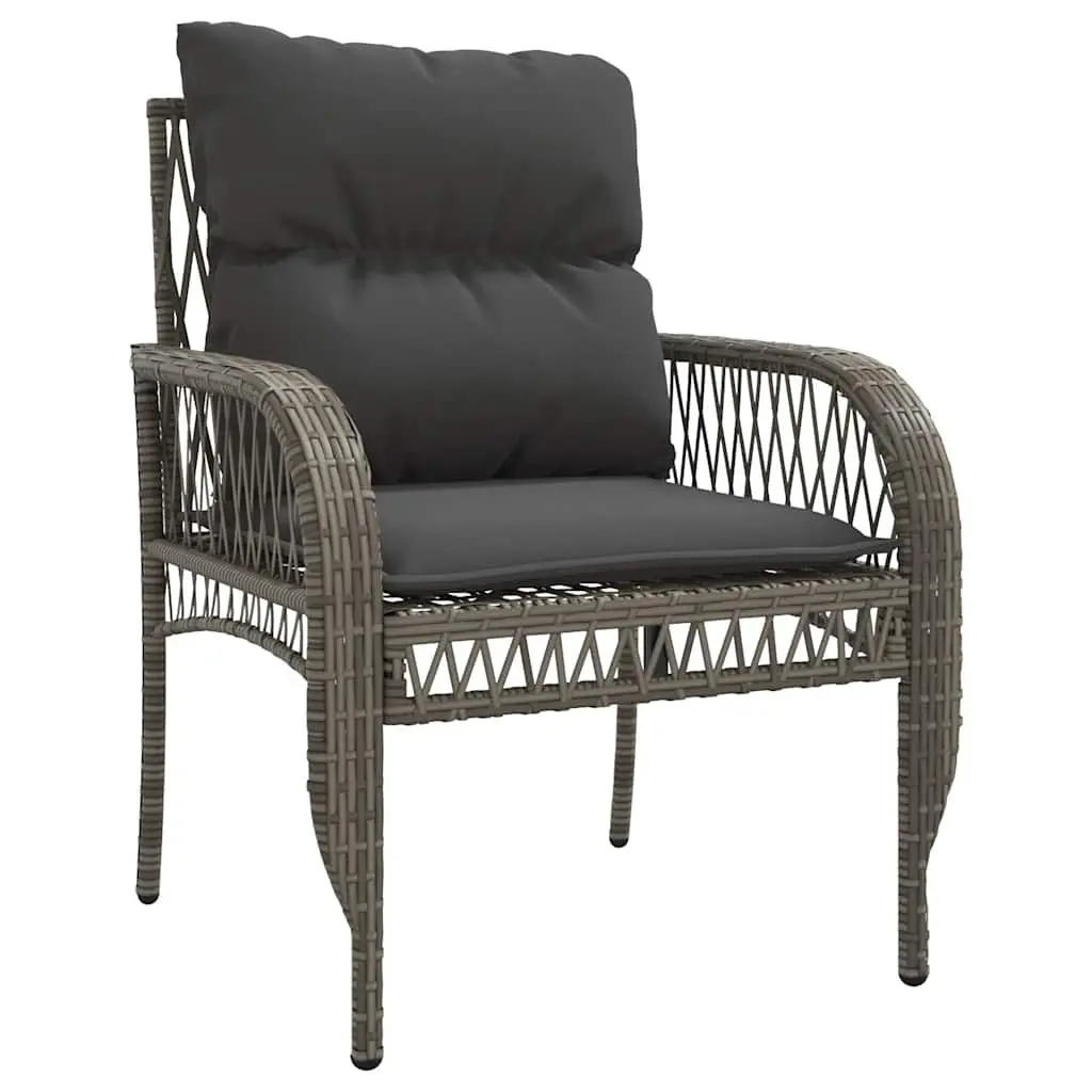 Grey Outdoor Furniture Set 4 Piece Poly Rattan Garden Sofa with Cushions and Tempered Glass Table