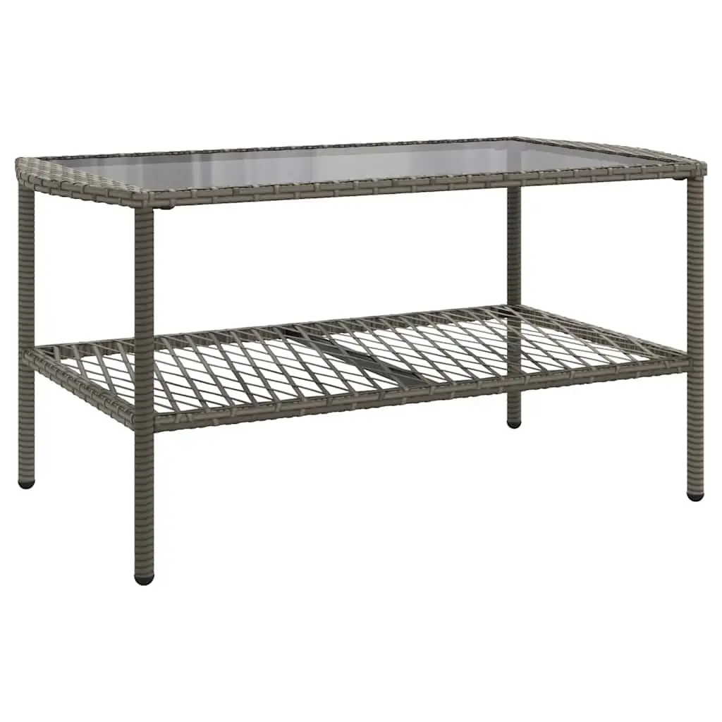Grey Outdoor Furniture Set 4 Piece Poly Rattan Garden Sofa with Cushions and Tempered Glass Table