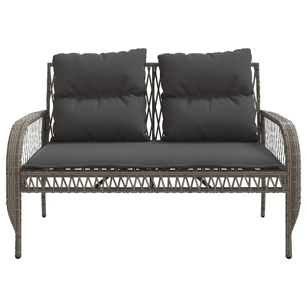 Grey Outdoor Furniture Set 4 Piece Poly Rattan Garden Sofa with Cushions and Tempered Glass Table