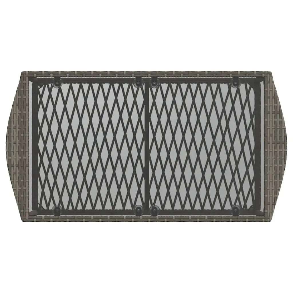 Grey Outdoor Furniture Set 4 Piece Poly Rattan Garden Sofa with Cushions and Tempered Glass Table