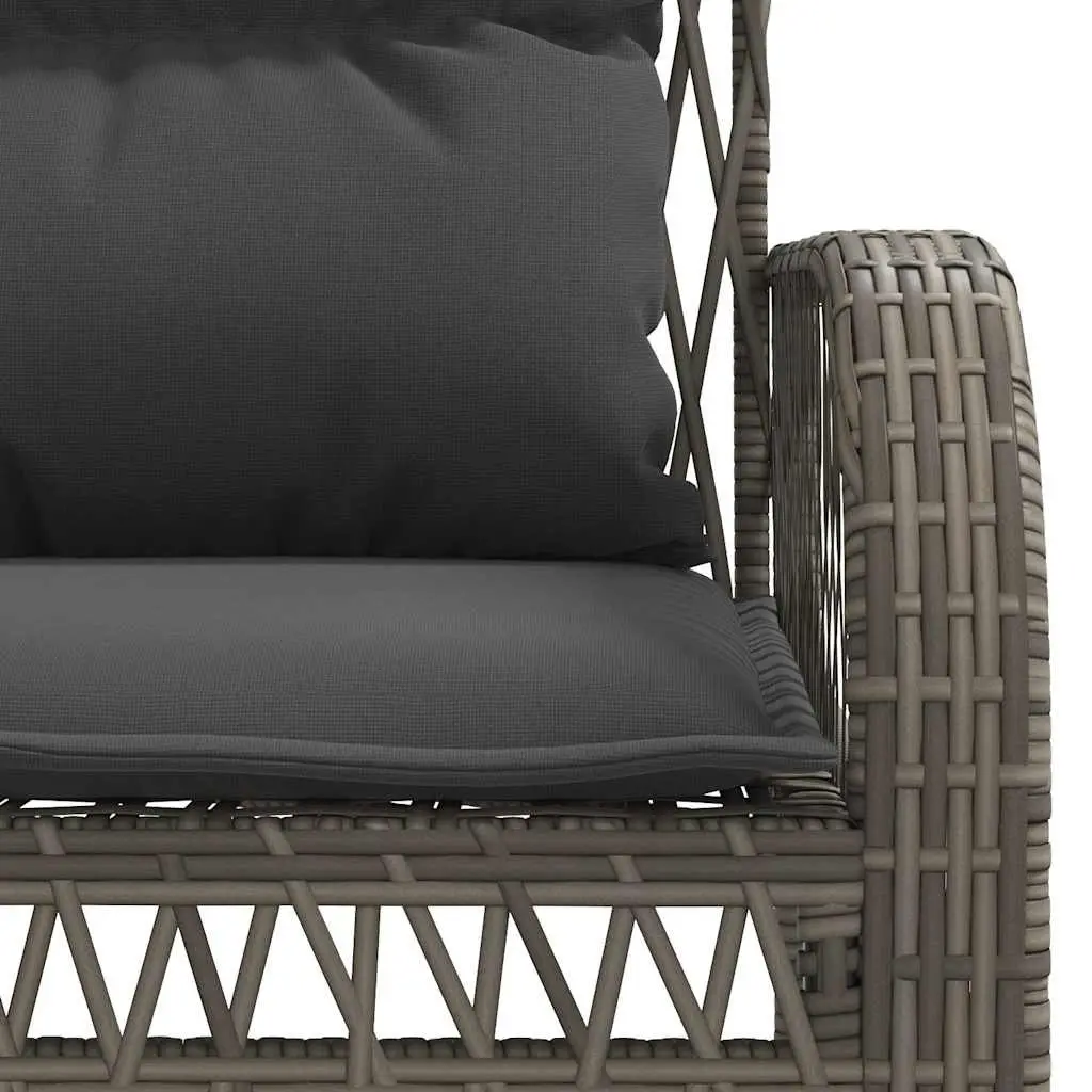 Grey Outdoor Furniture Set 4 Piece Poly Rattan Garden Sofa with Cushions and Tempered Glass Table