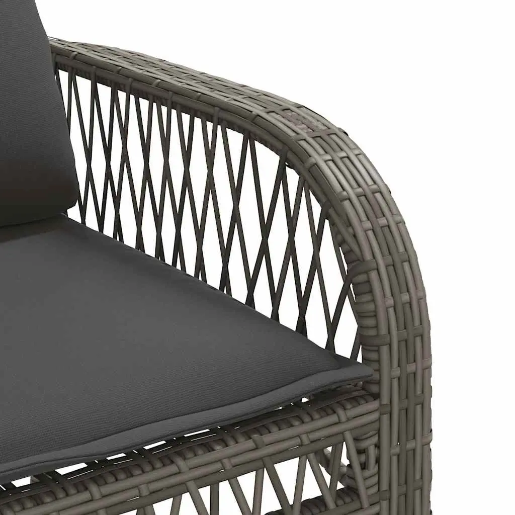 Grey Outdoor Furniture Set 4 Piece Poly Rattan Garden Sofa with Cushions and Tempered Glass Table