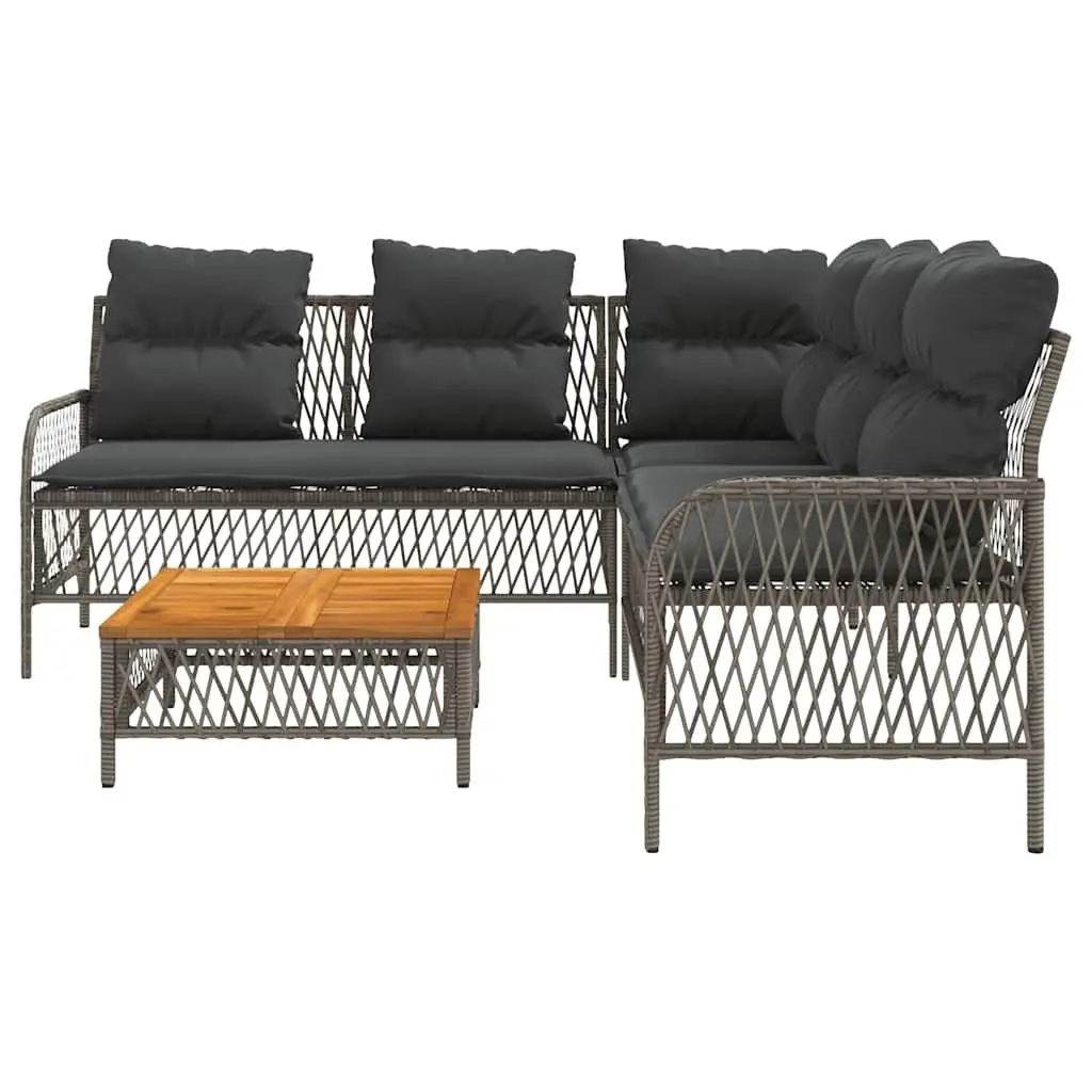 Outdoor Garden Sofa Set 2 Piece Grey Poly Rattan with Cushions Patio Furniture