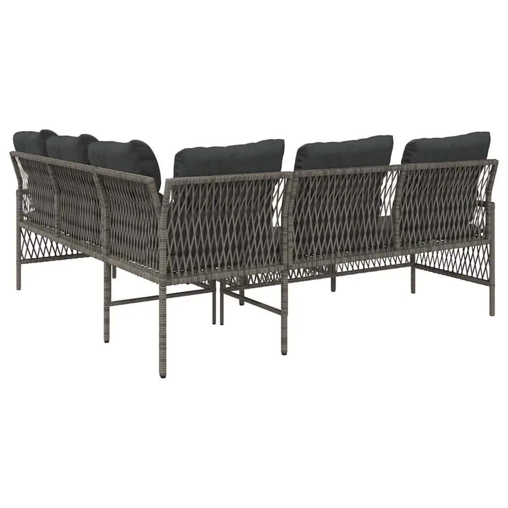 Outdoor Garden Sofa Set 2 Piece Grey Poly Rattan with Cushions Patio Furniture