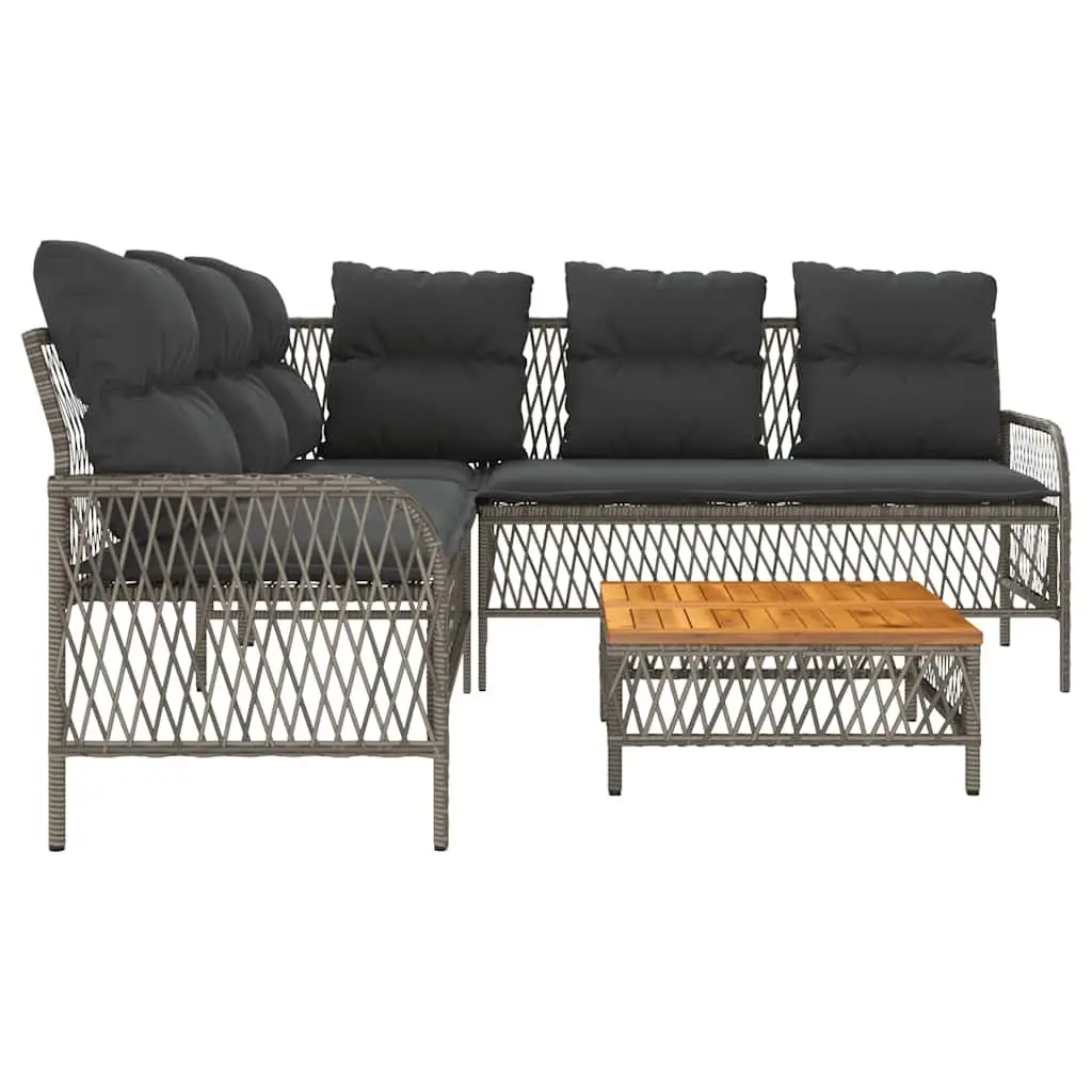 Outdoor Garden Sofa Set 2 Piece Grey Poly Rattan with Cushions Patio Furniture