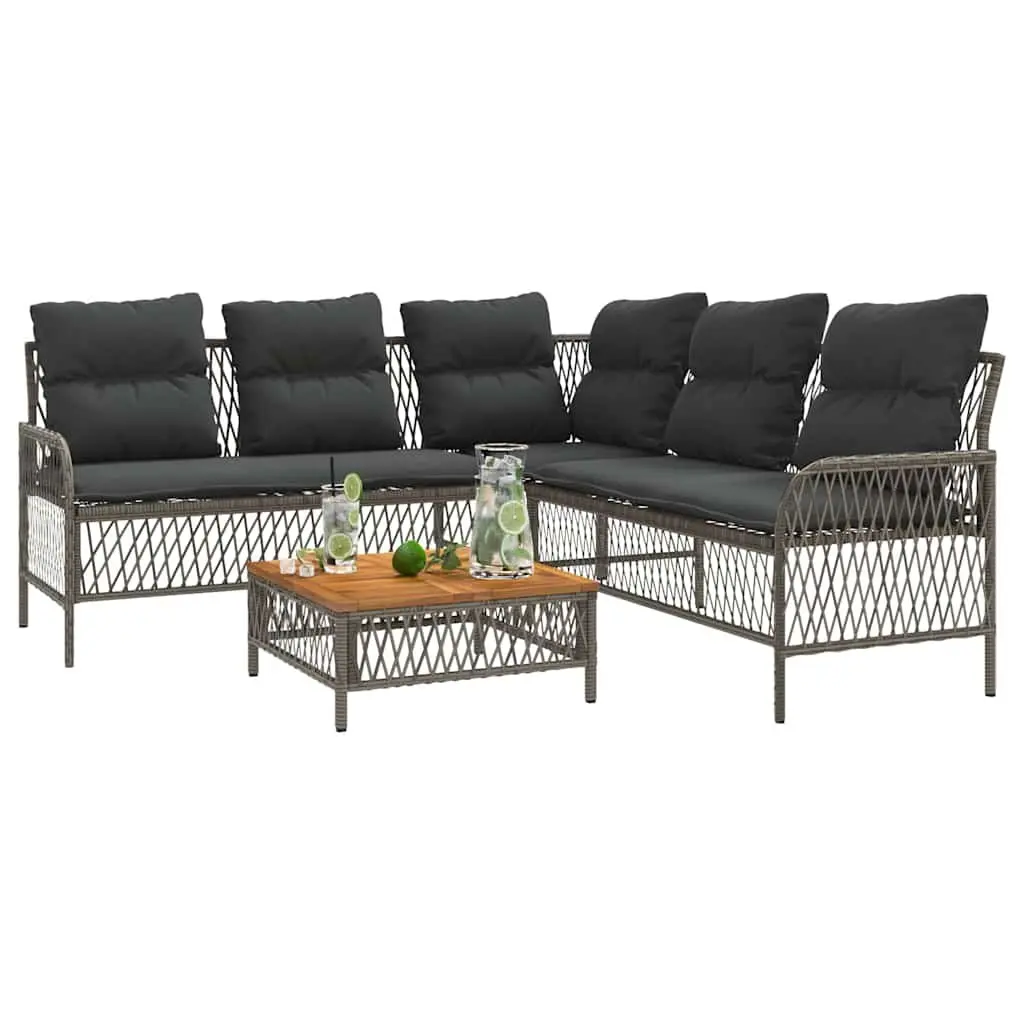Outdoor Garden Sofa Set 2 Piece Grey Poly Rattan with Cushions Patio Furniture