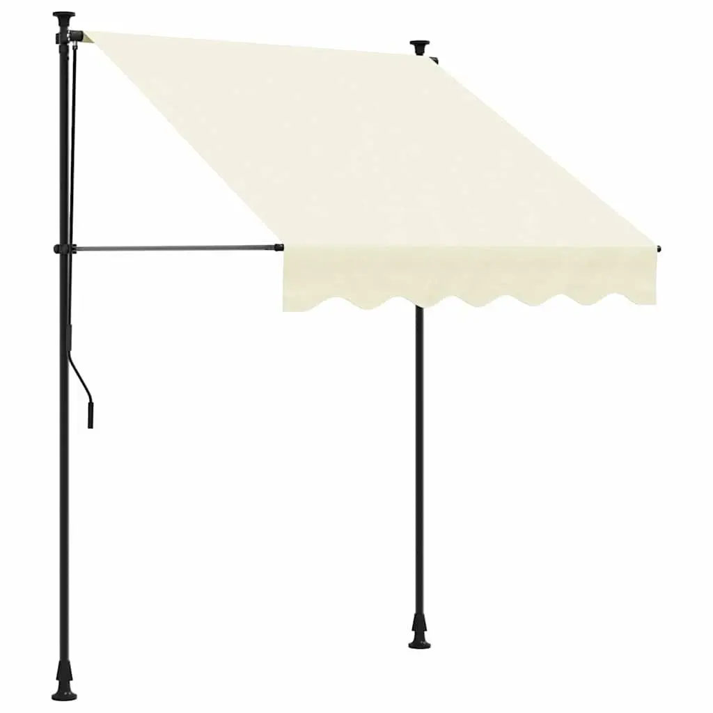 Retractable Awning Cream Steel 200x115 cm Patio Window Door Shade Crank Handle
