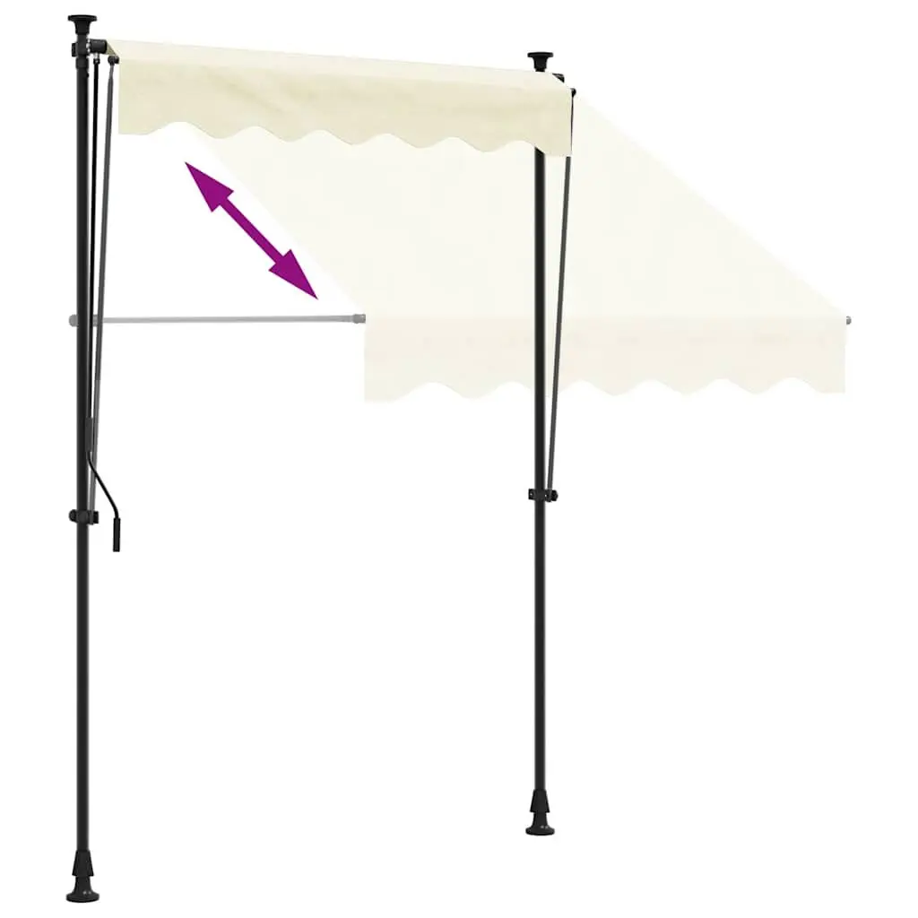 Retractable Awning Cream Steel 200x115 cm Patio Window Door Shade Crank Handle