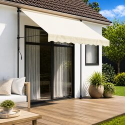 Retractable Awning Cream 300x150 cm Manual Crank Patio Window Door Shade