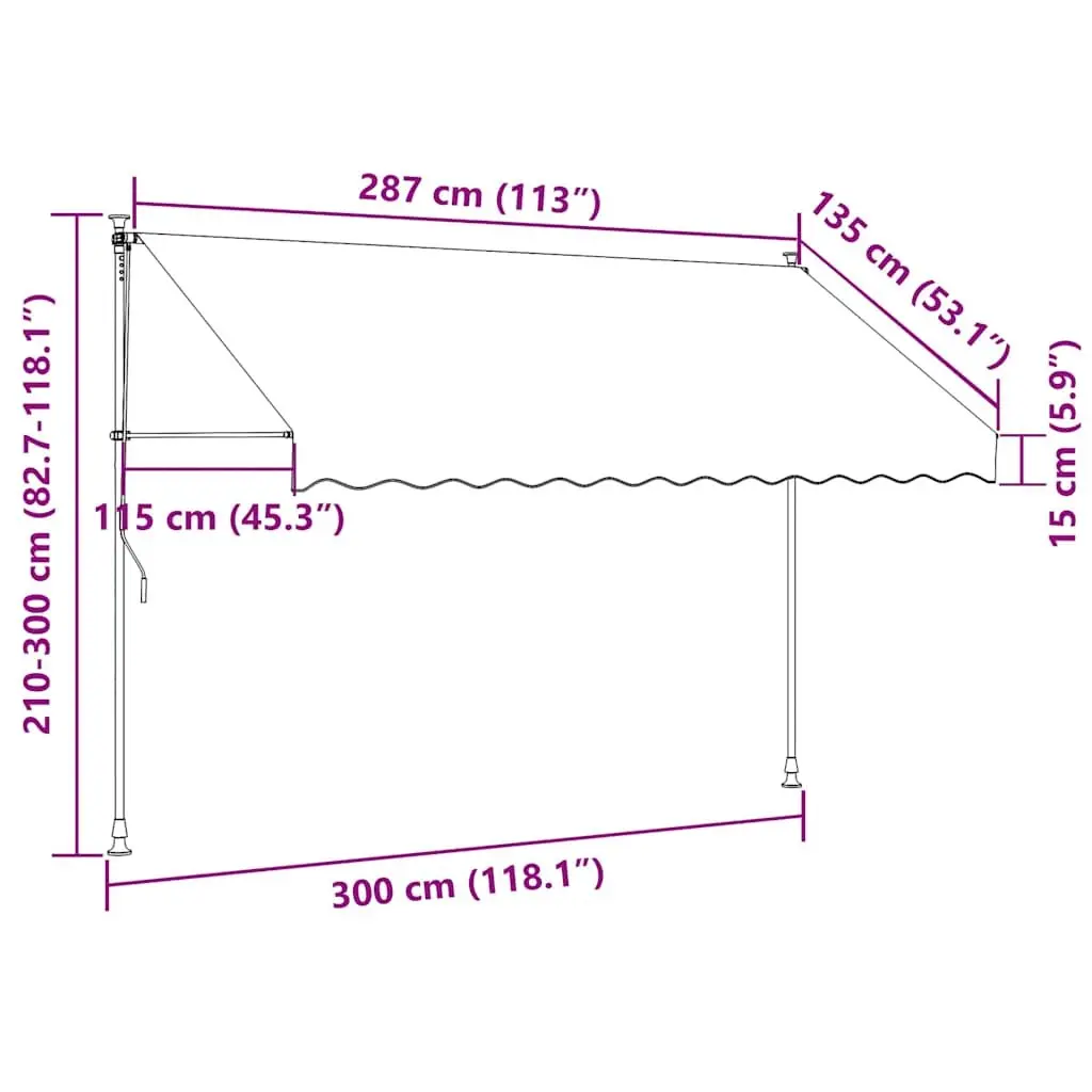 Retractable Awning Cream Manual Crank 300x150 cm Patio Window Door Shade