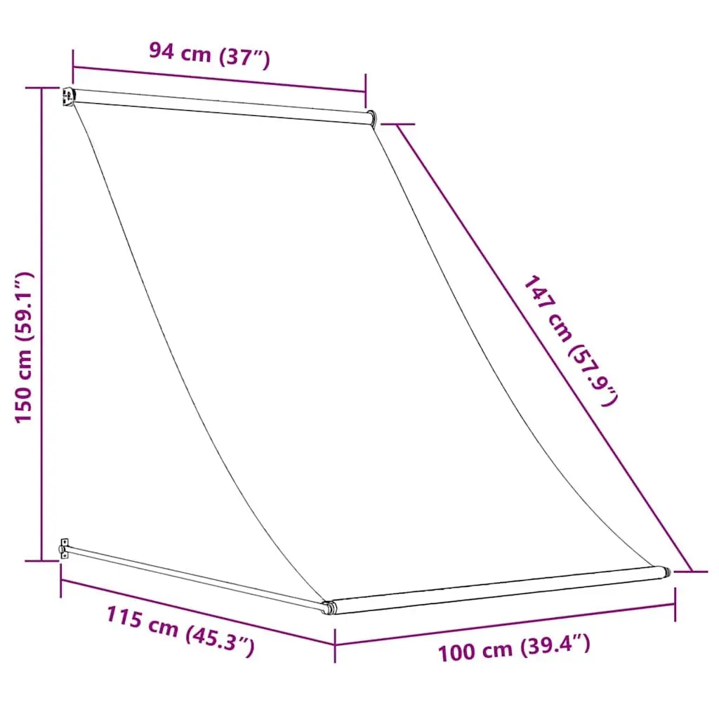 Retractable Awning Anthracite 100x150 cm Durable Steel Frame UV Resistant Fabric Outdoor Garden Shade