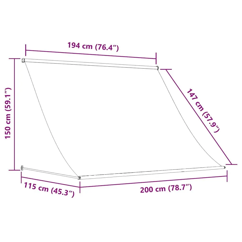 Retractable Awning Steel Frame 200x150cm Outdoor Patio Shade Anthracite