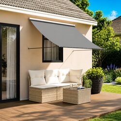 Retractable Awning Anthracite 250x150cm Window Door Patio Shade Wall Mount