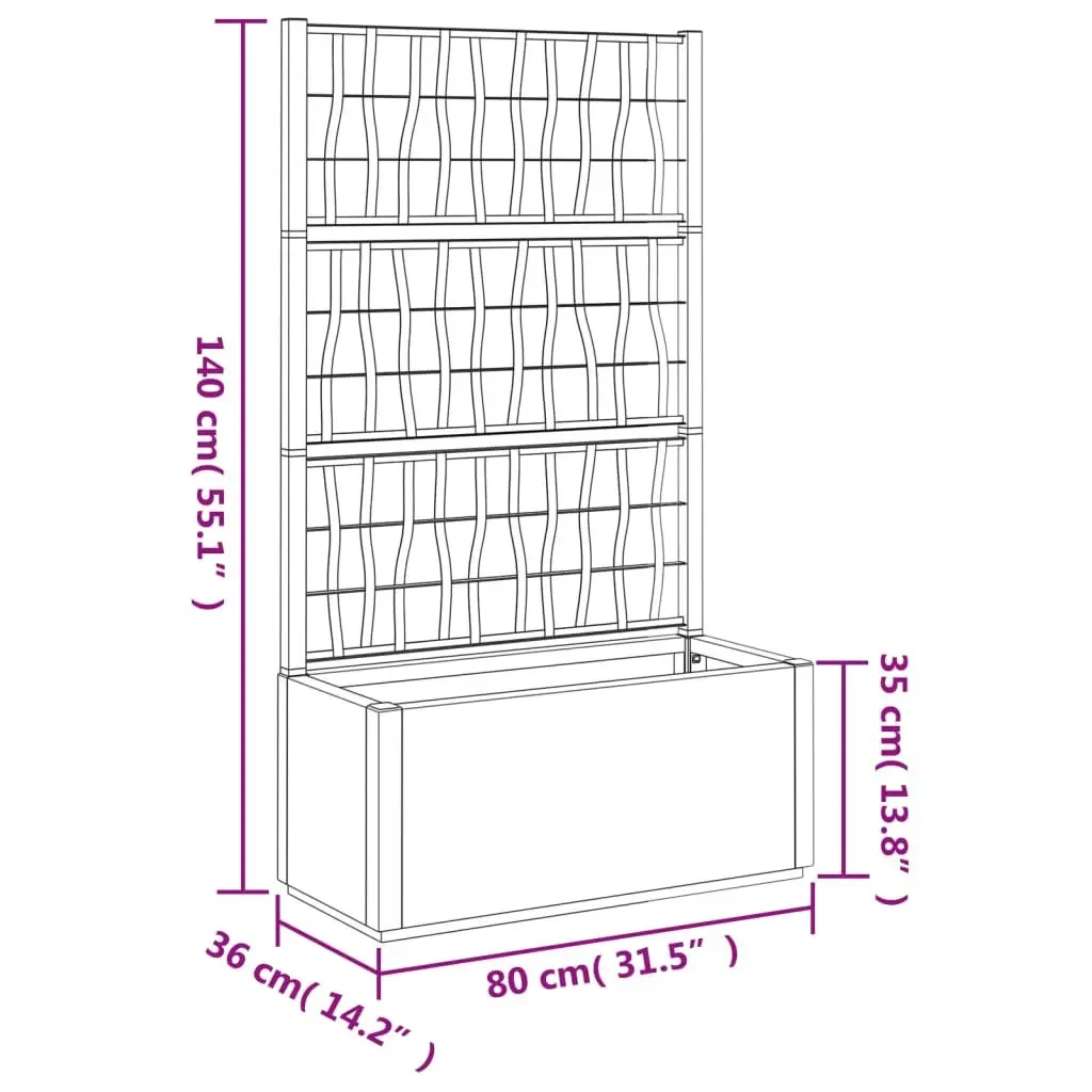 Garden Planter with Trellis White 80x36x140cm Climbing Plant Support Outdoor Pot