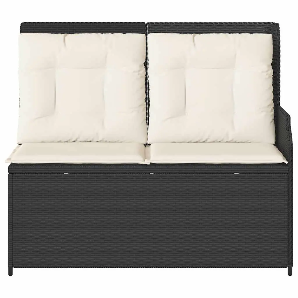 Outdoor Garden Bench Padded Cushions Adjustable Reclining Black