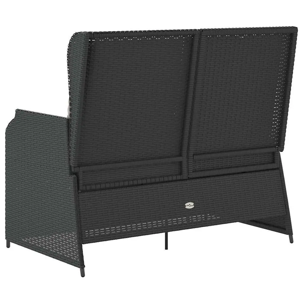 Outdoor Garden Bench Padded Cushions Adjustable Reclining Black