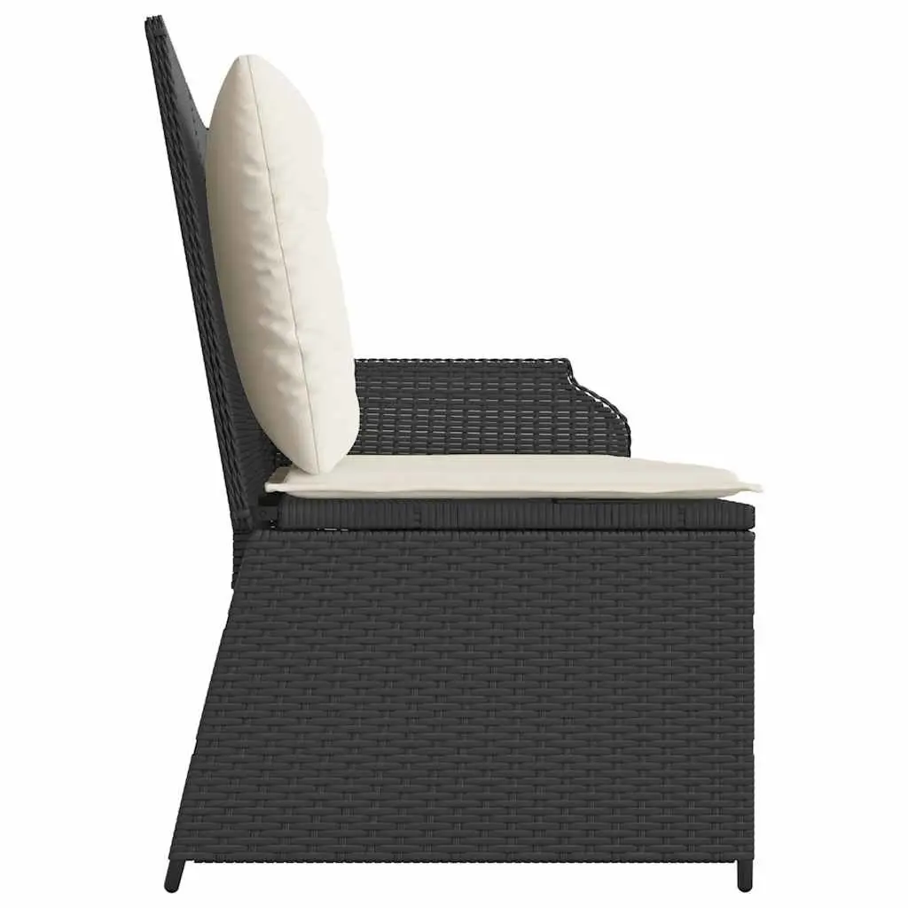 Outdoor Garden Bench Padded Cushions Adjustable Reclining Black