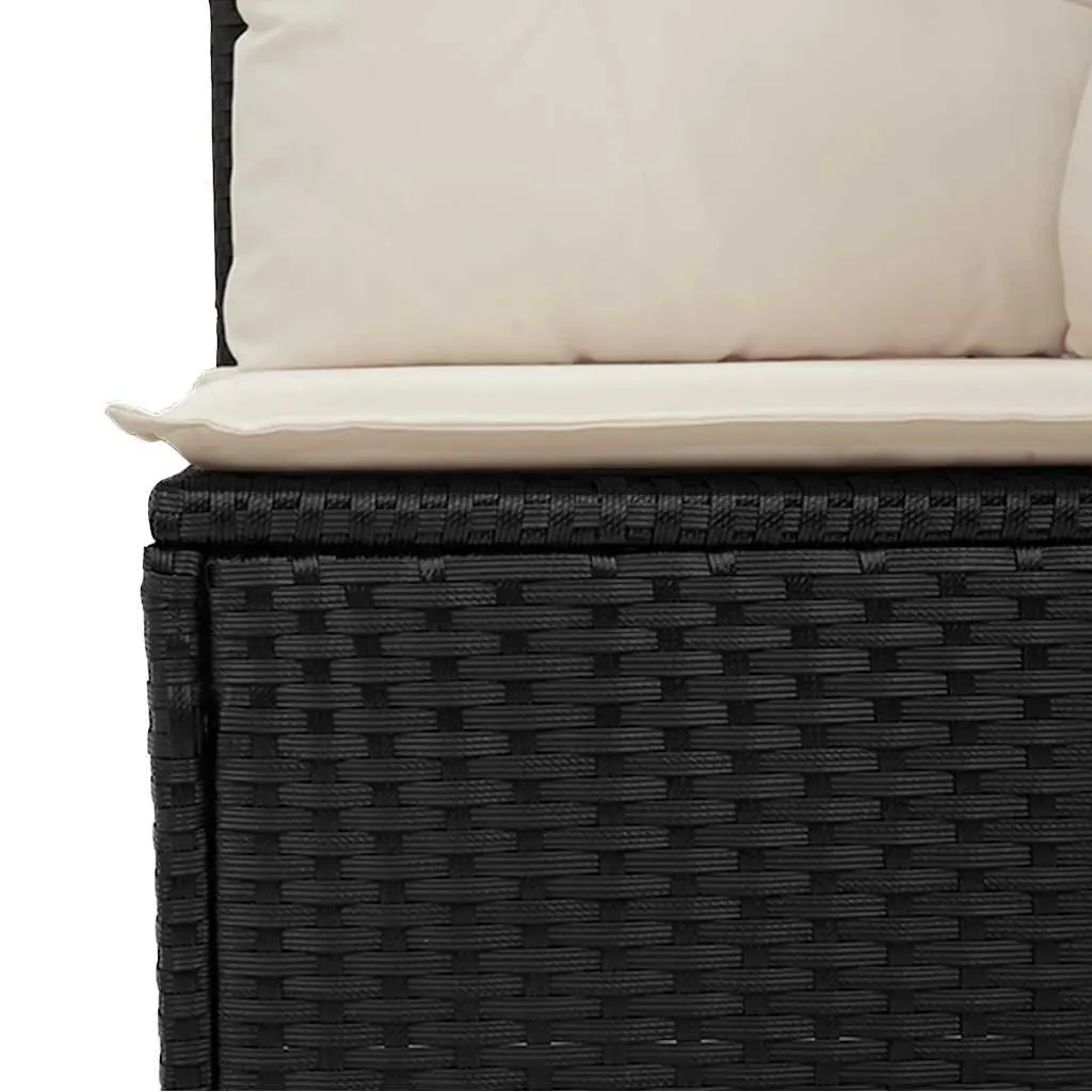 Outdoor Garden Bench Padded Cushions Adjustable Reclining Black