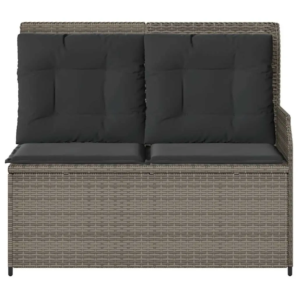 Adjustable Backrest Grey Reclining Garden Bench with Cushions