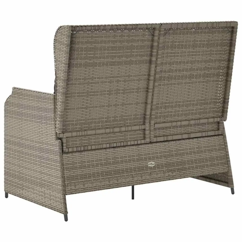 Adjustable Backrest Grey Reclining Garden Bench with Cushions