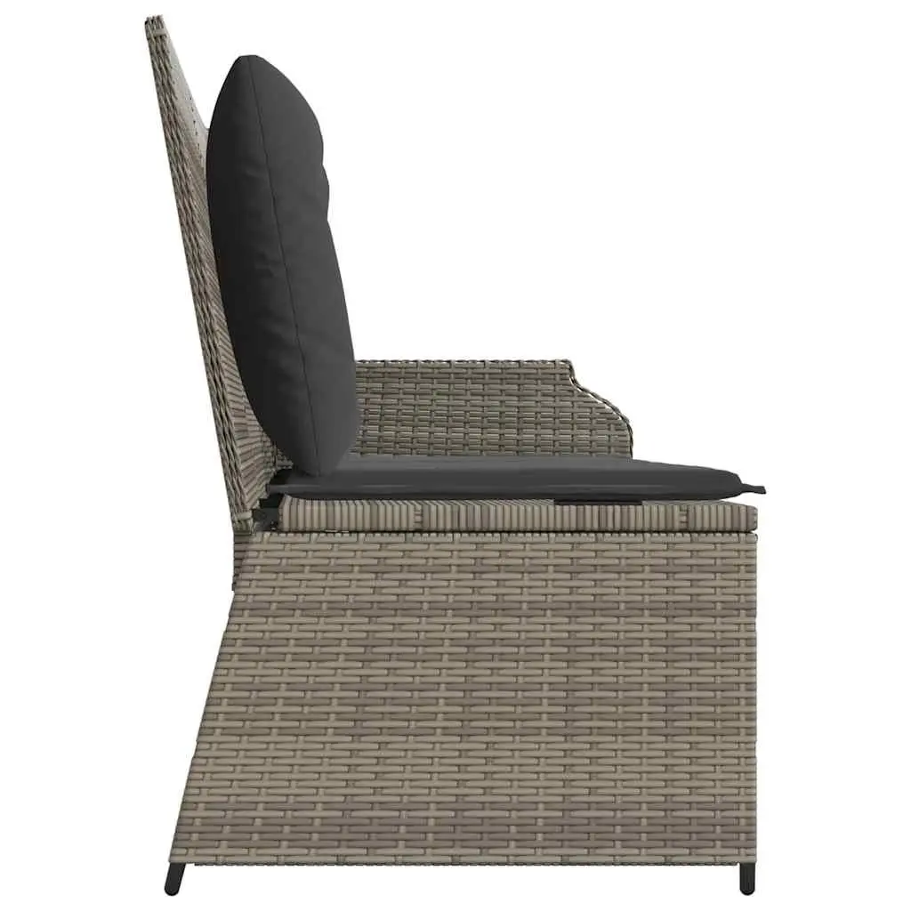 Adjustable Backrest Grey Reclining Garden Bench with Cushions