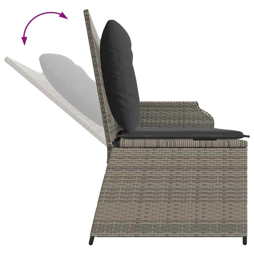 Adjustable Backrest Grey Reclining Garden Bench with Cushions