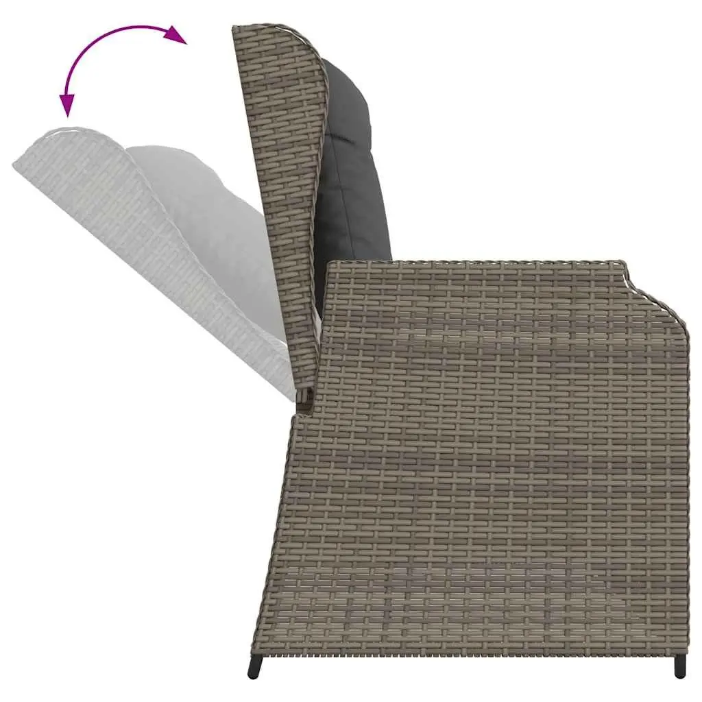 Reclining Garden Bench Outdoor Seating with Padded Cushions Adjustable Backrest