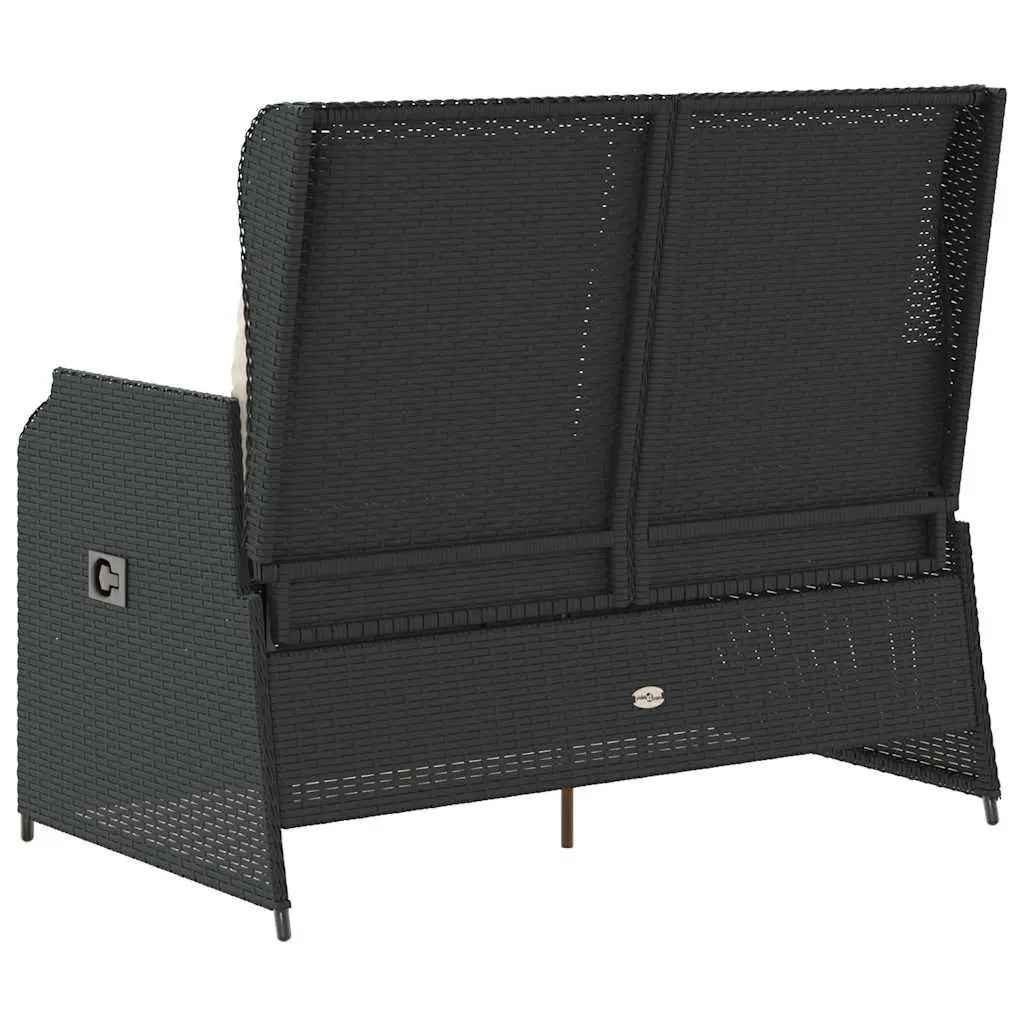 Reclining Garden Bench Adjustable Backrest with Cushions Black