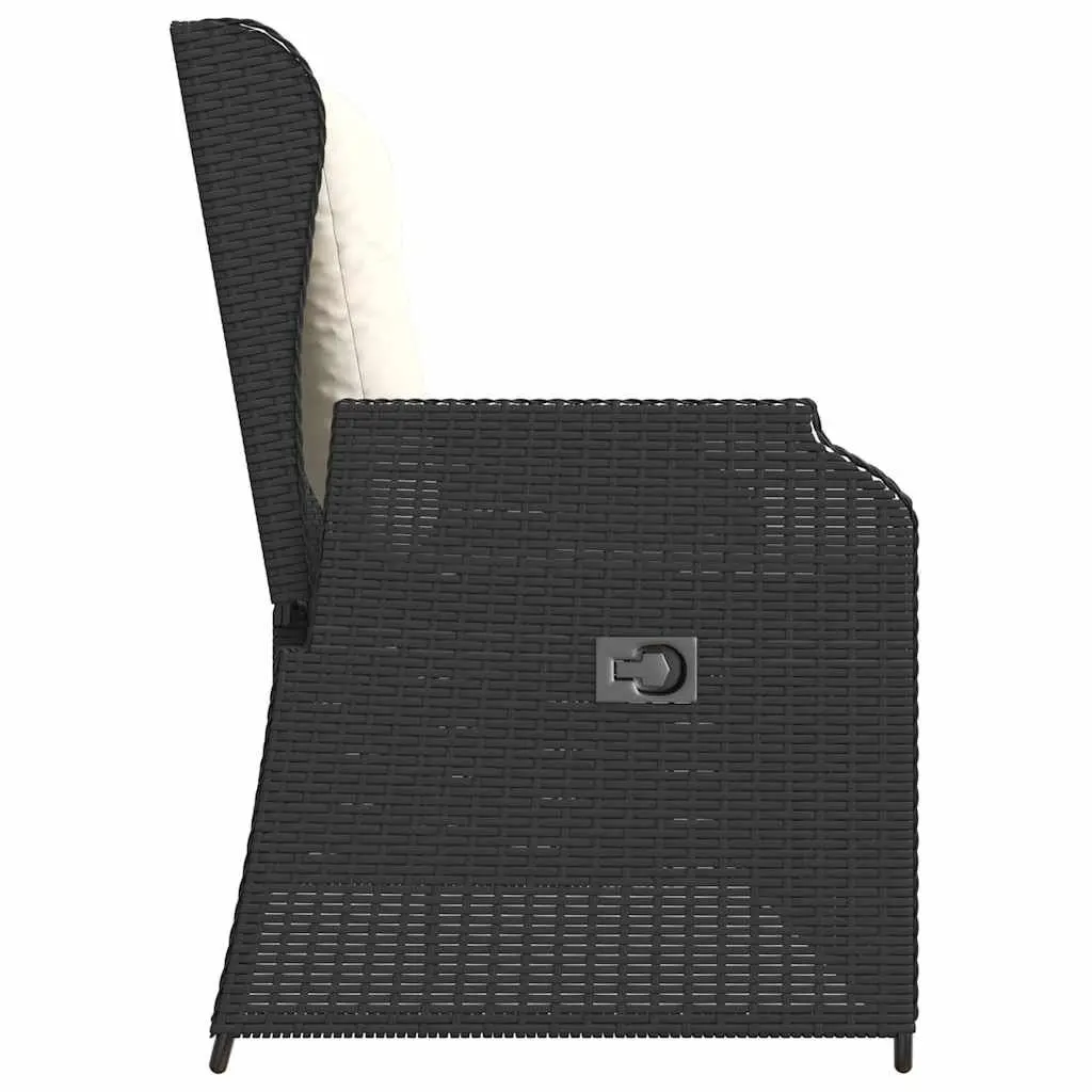 Reclining Garden Bench Adjustable Backrest with Cushions Black