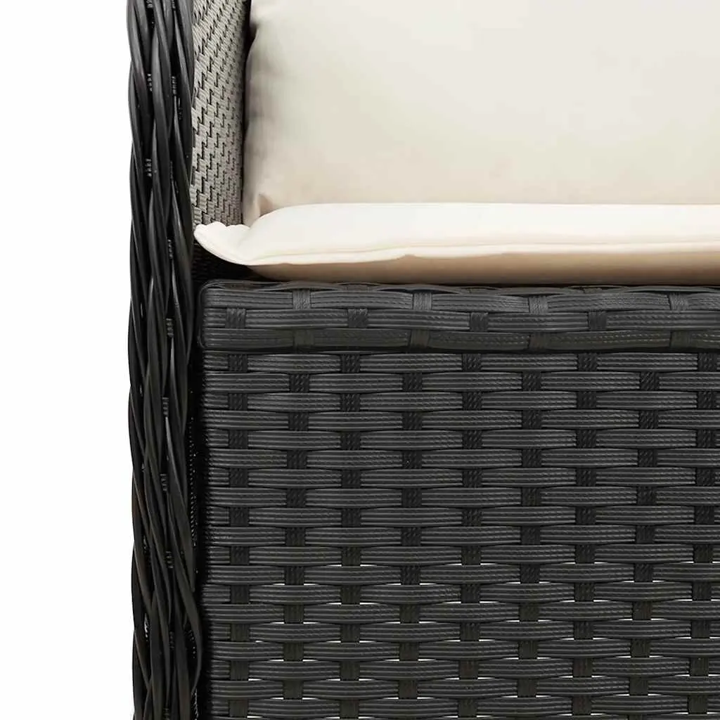Reclining Garden Bench Adjustable Backrest with Cushions Black