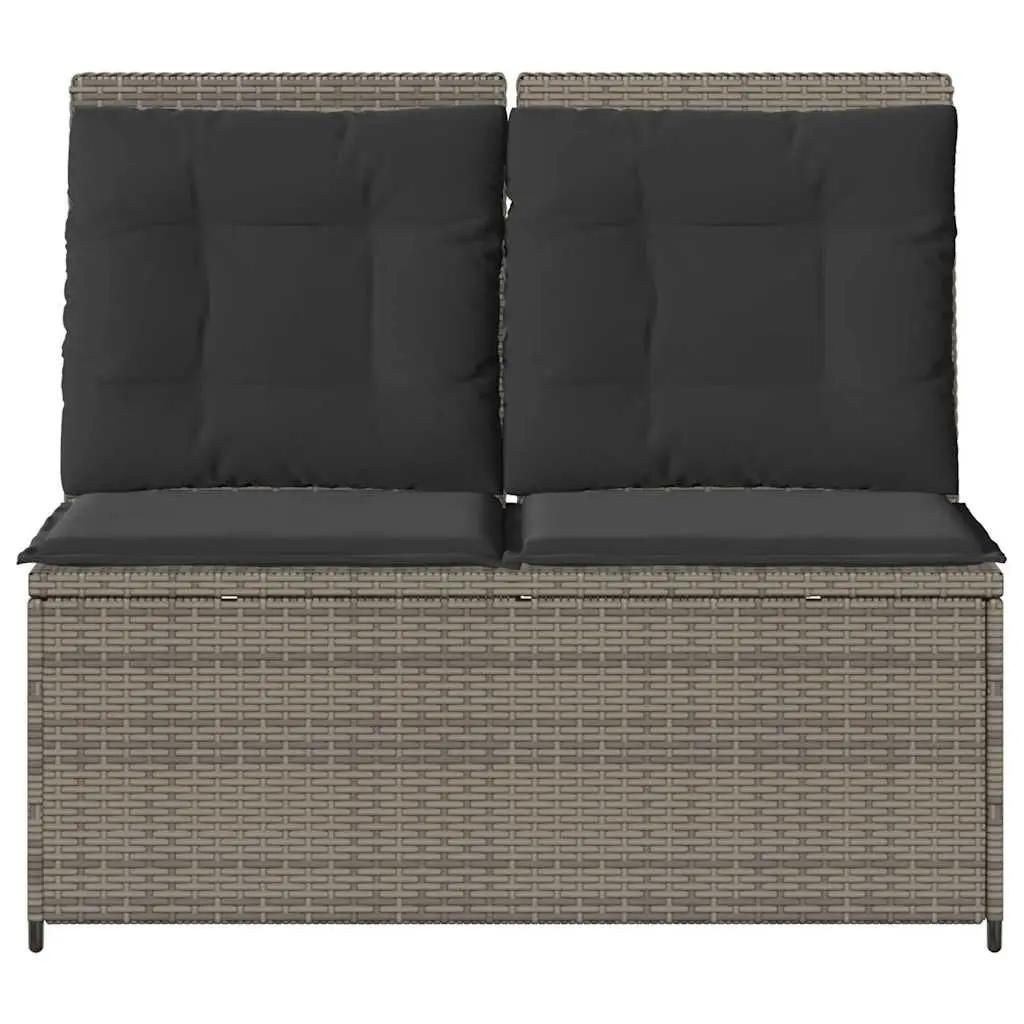Outdoor Reclining Bench Grey with Adjustable Backrest and Padded Cushions
