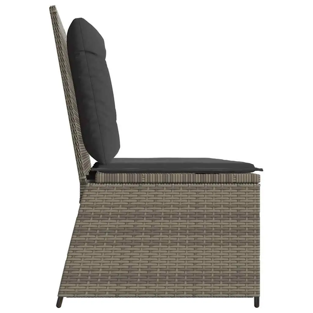 Outdoor Reclining Bench Grey with Adjustable Backrest and Padded Cushions