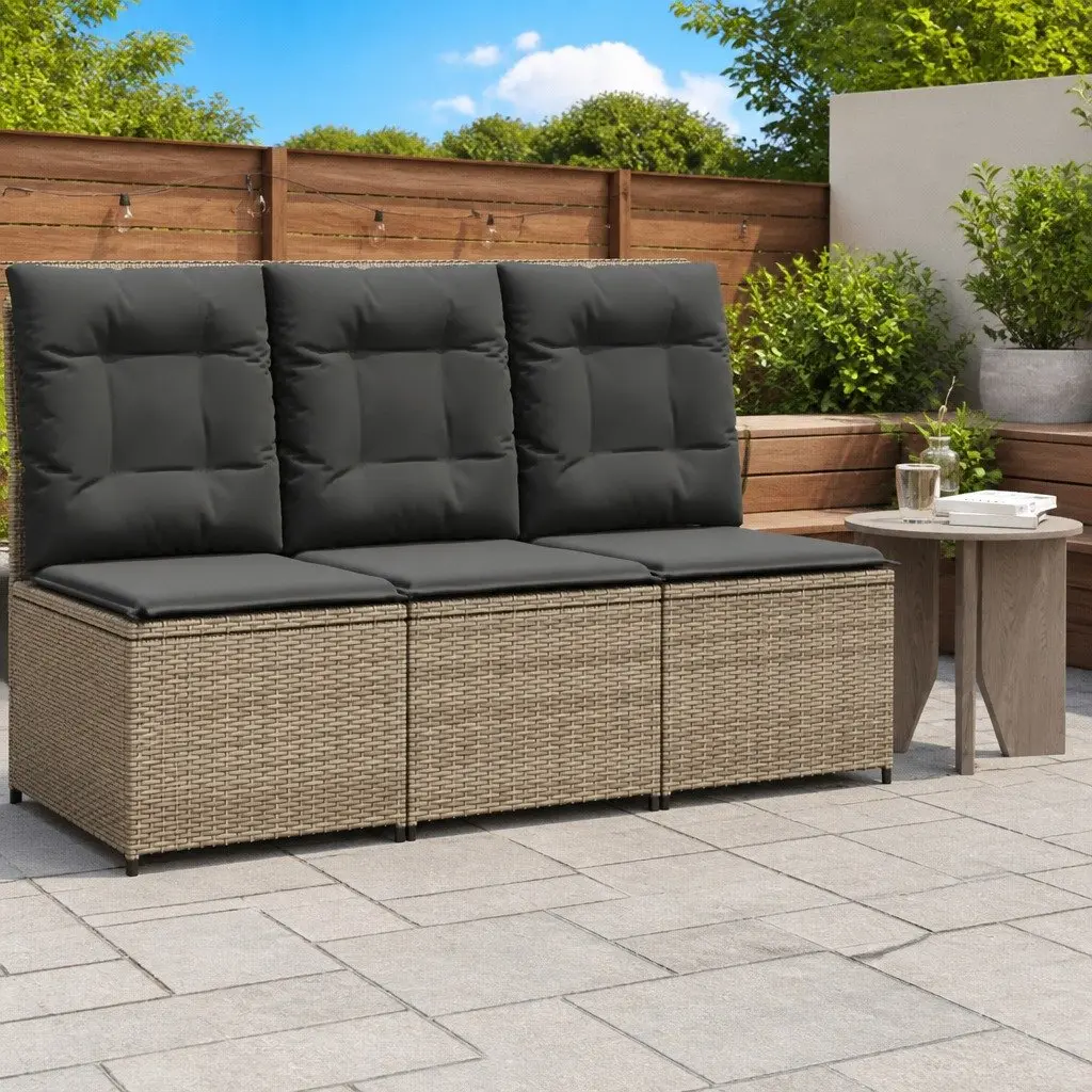 Reclining Garden Sofa Adjustable Backrest Grey Poly Rattan