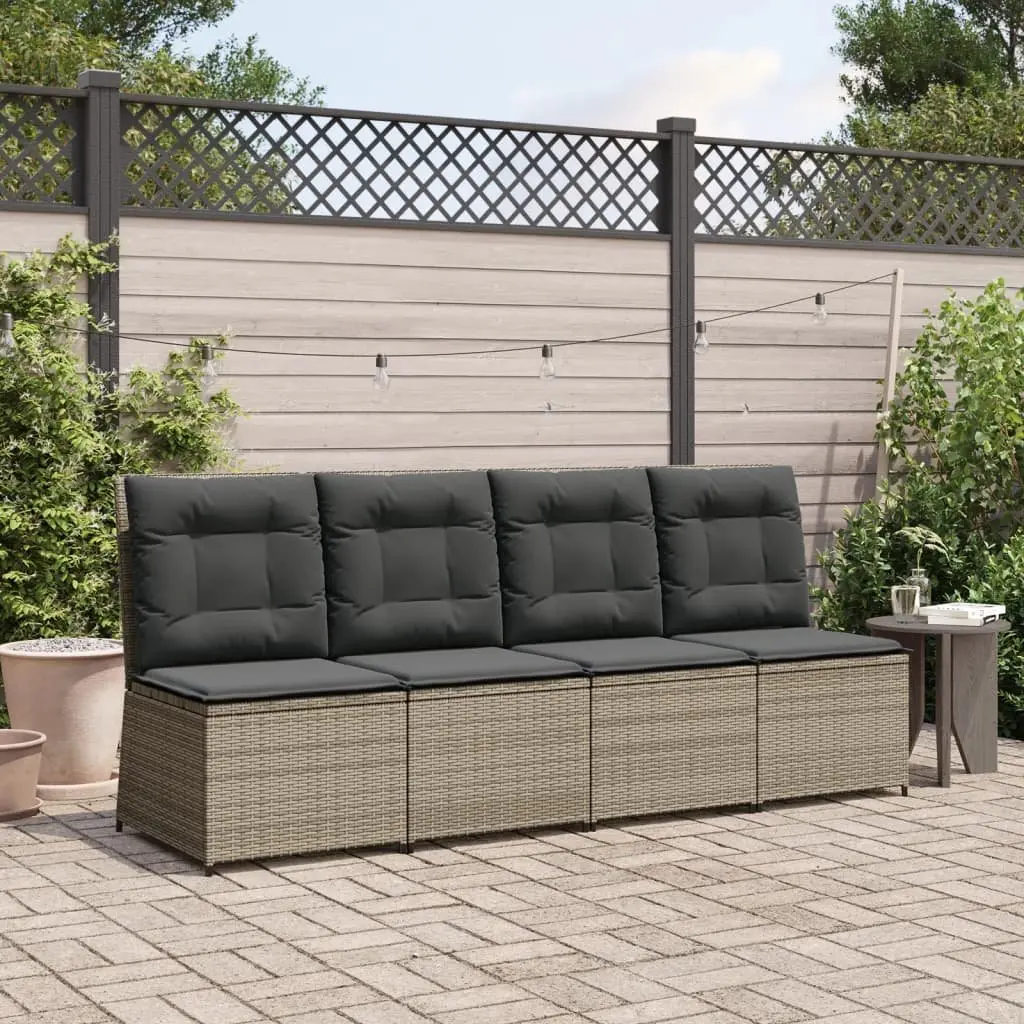Reclining Garden Sofa Adjustable Backrest Grey Poly Rattan