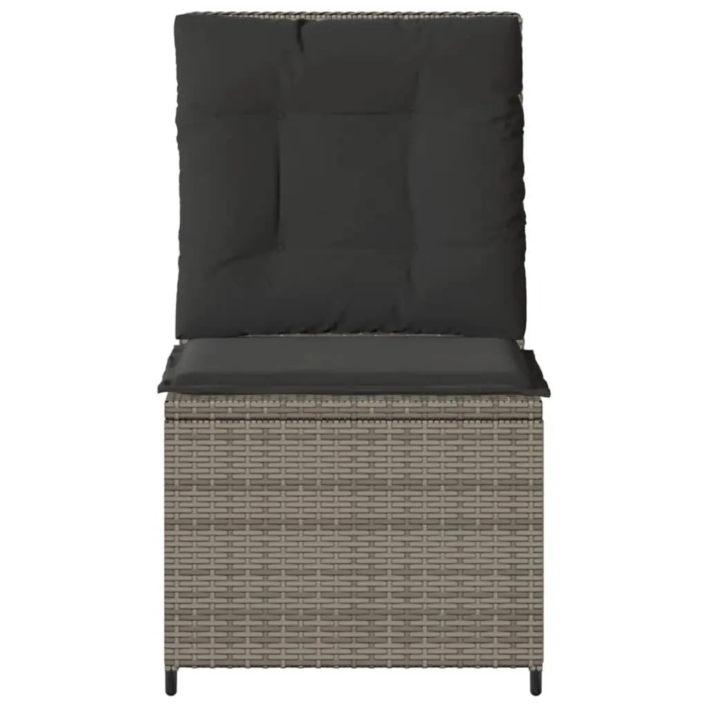Reclining Garden Sofa Adjustable Backrest Grey Poly Rattan