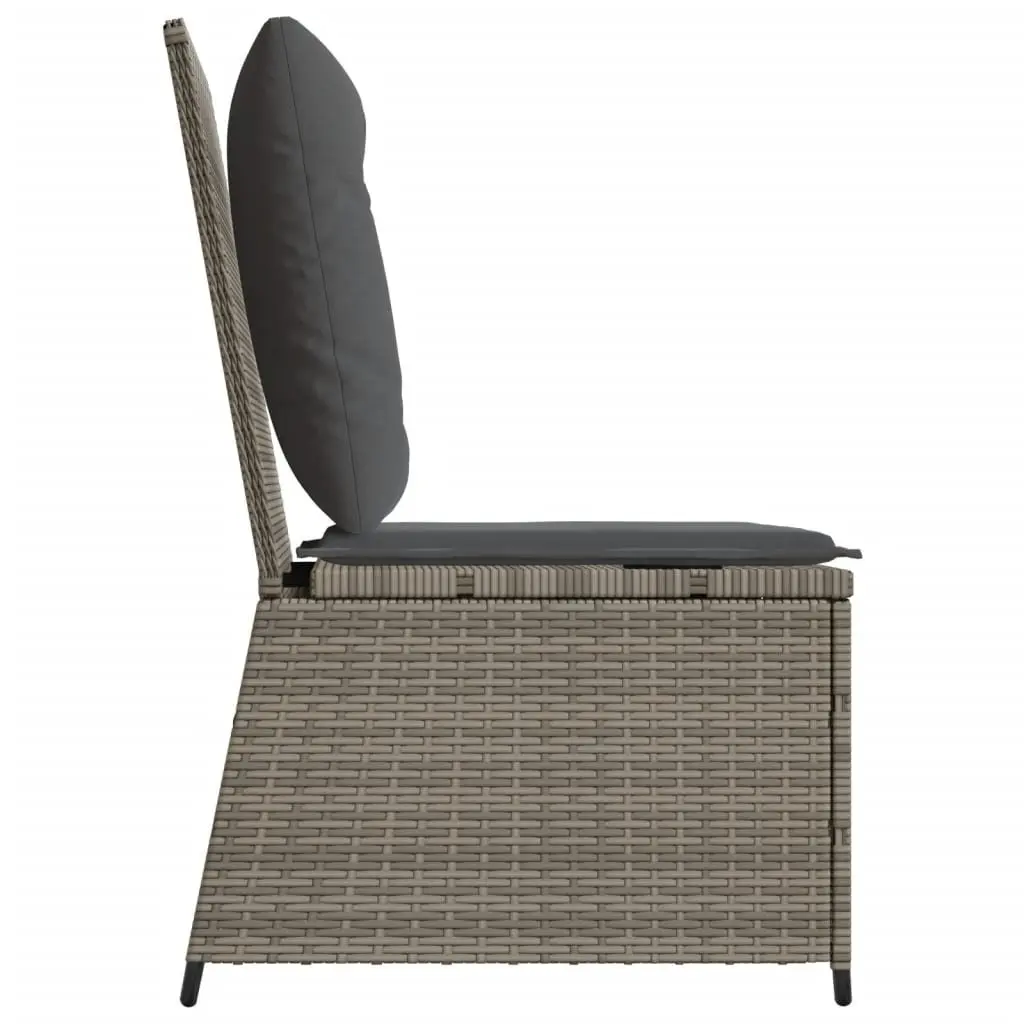 Reclining Garden Sofa Adjustable Backrest Grey Poly Rattan
