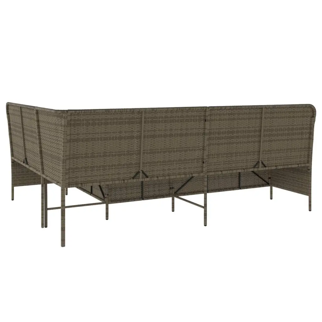 L-Shaped Garden Sofa Grey Poly Rattan Outdoor Patio Furniture with Cushions