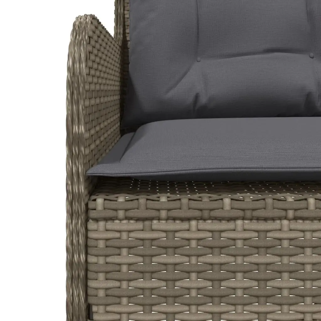 L-Shaped Garden Sofa Grey Poly Rattan Outdoor Patio Furniture with Cushions