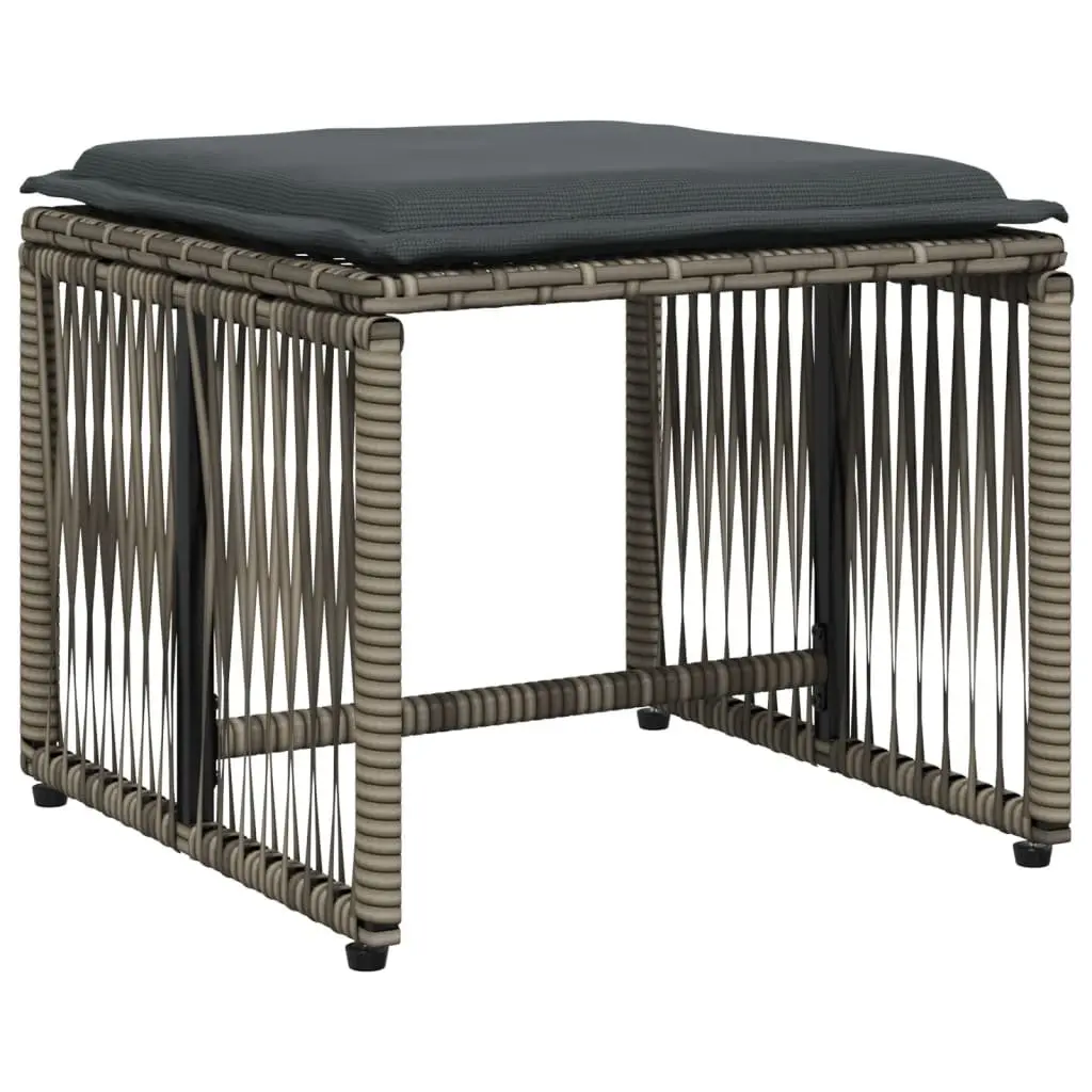 7 Piece Garden Dining Set Grey Poly Rattan Outdoor Furniture with Cushions
