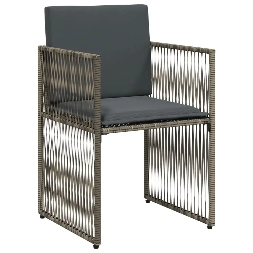 7 Piece Garden Dining Set Grey Poly Rattan Outdoor Furniture with Cushions