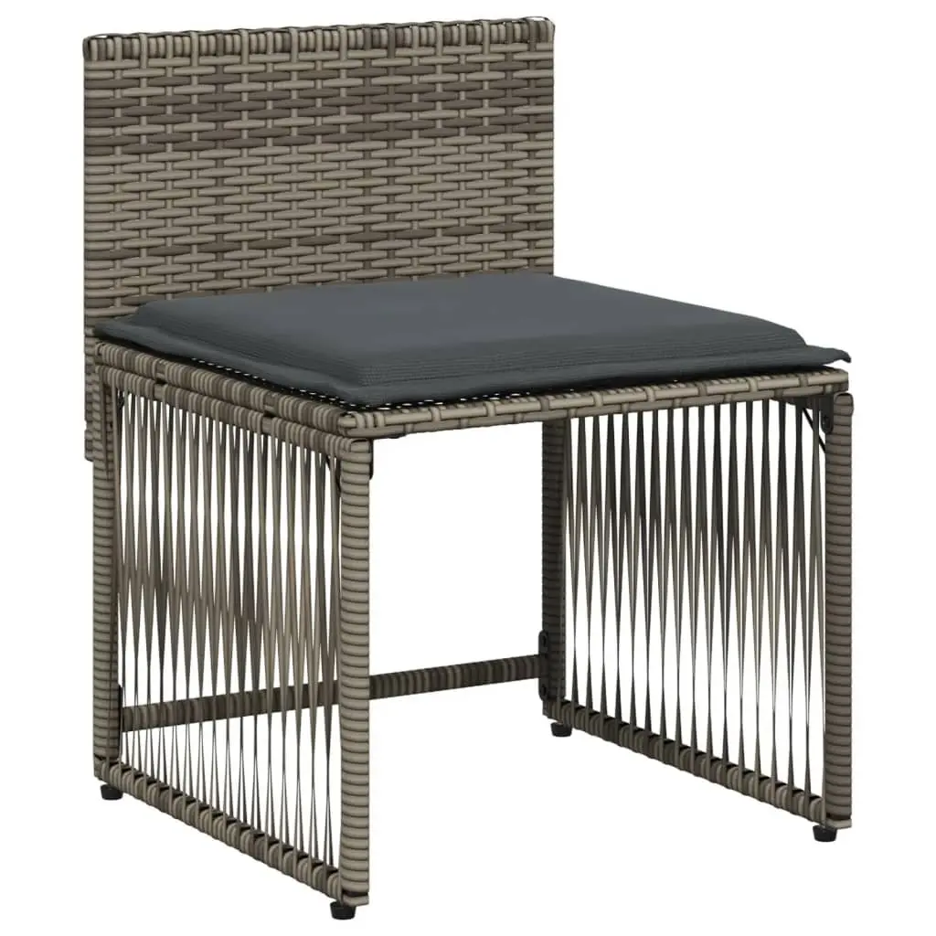 7 Piece Garden Dining Set Grey Poly Rattan Outdoor Furniture with Cushions
