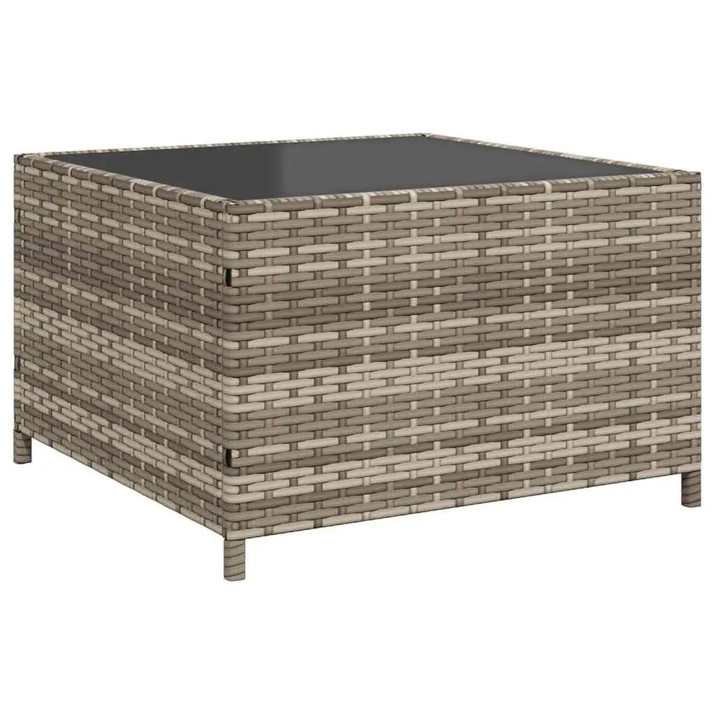 L-Shaped Garden Sofa Set Grey Poly Rattan Outdoor Patio Furniture with Table
