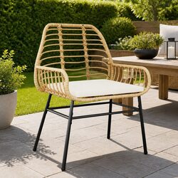 Enjoy Your Outdoors with 2 Brown Garden Chairs and Cushions