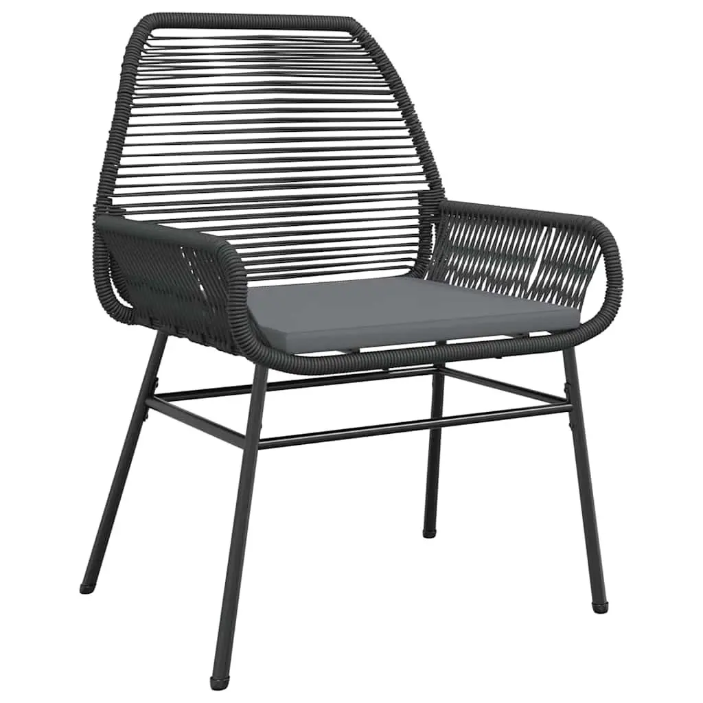 Garden Chairs 2 pcs with Cushions Black Outdoor Seating Poly Rattan Patio